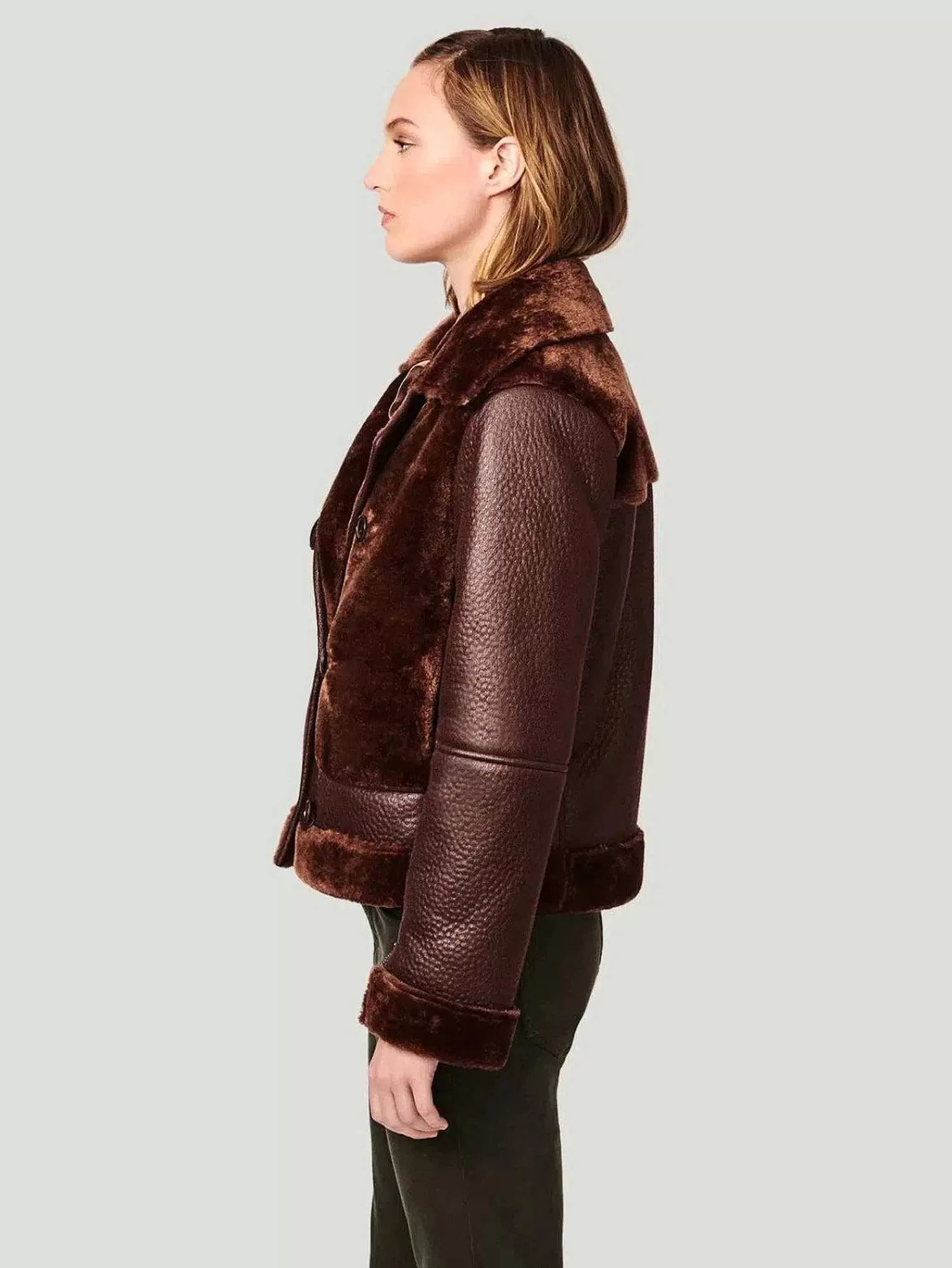 Online Faux Shearling Aviator Jacket Women Coats