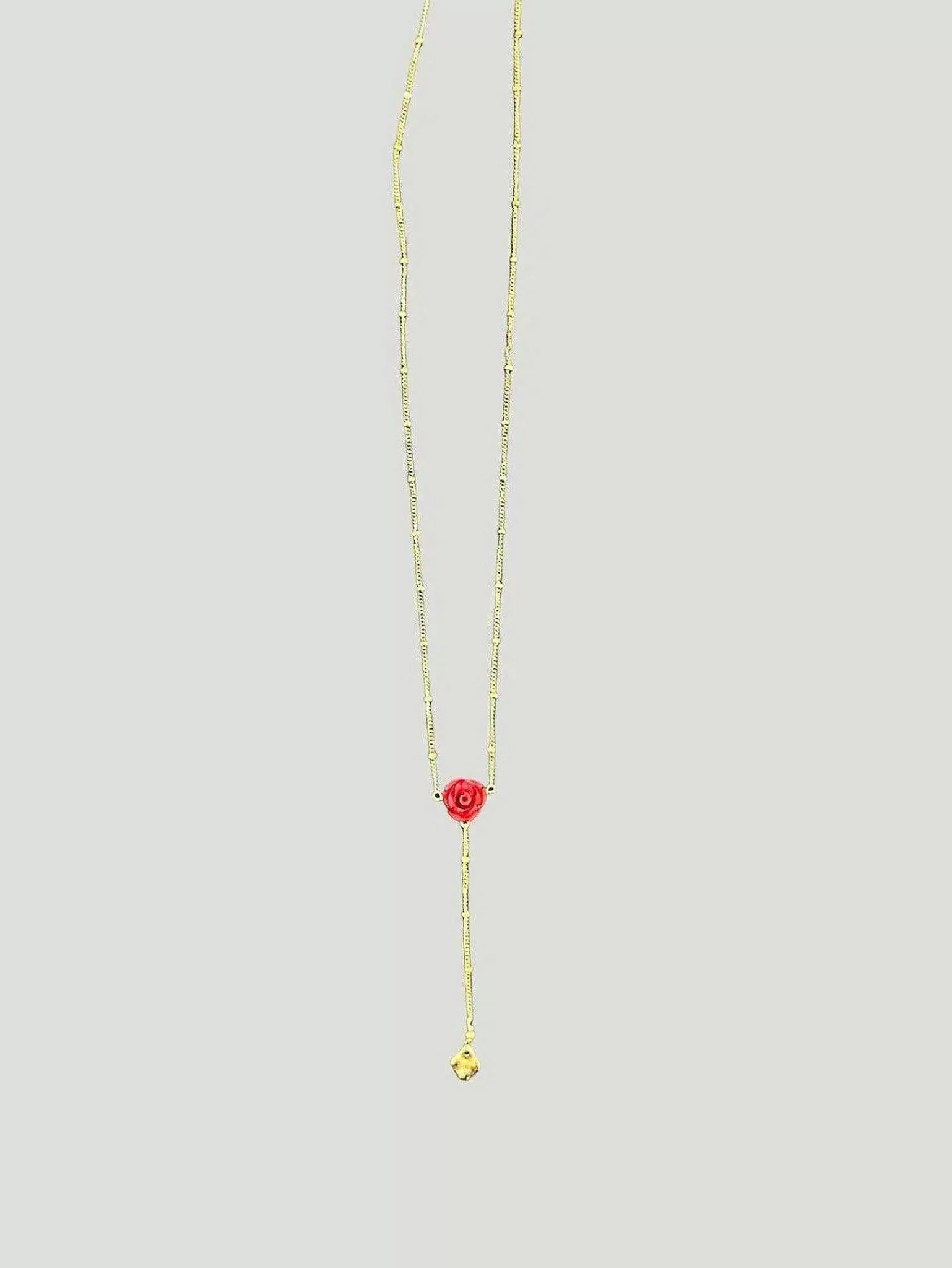 Flash Sale Red Rose Lariat Necklace Women Jewelry