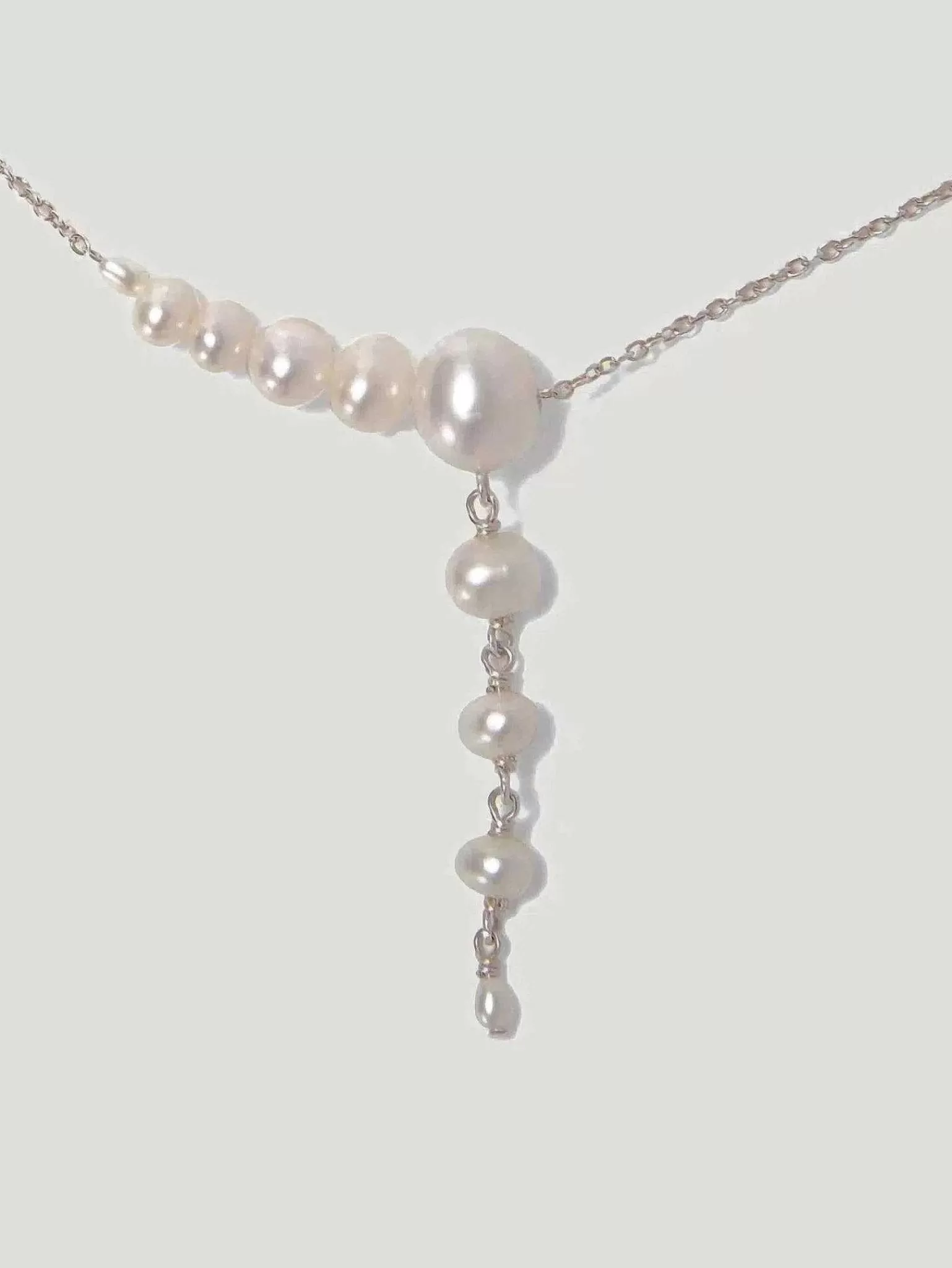 Sale White Pearl Lariat Necklace Women Jewelry