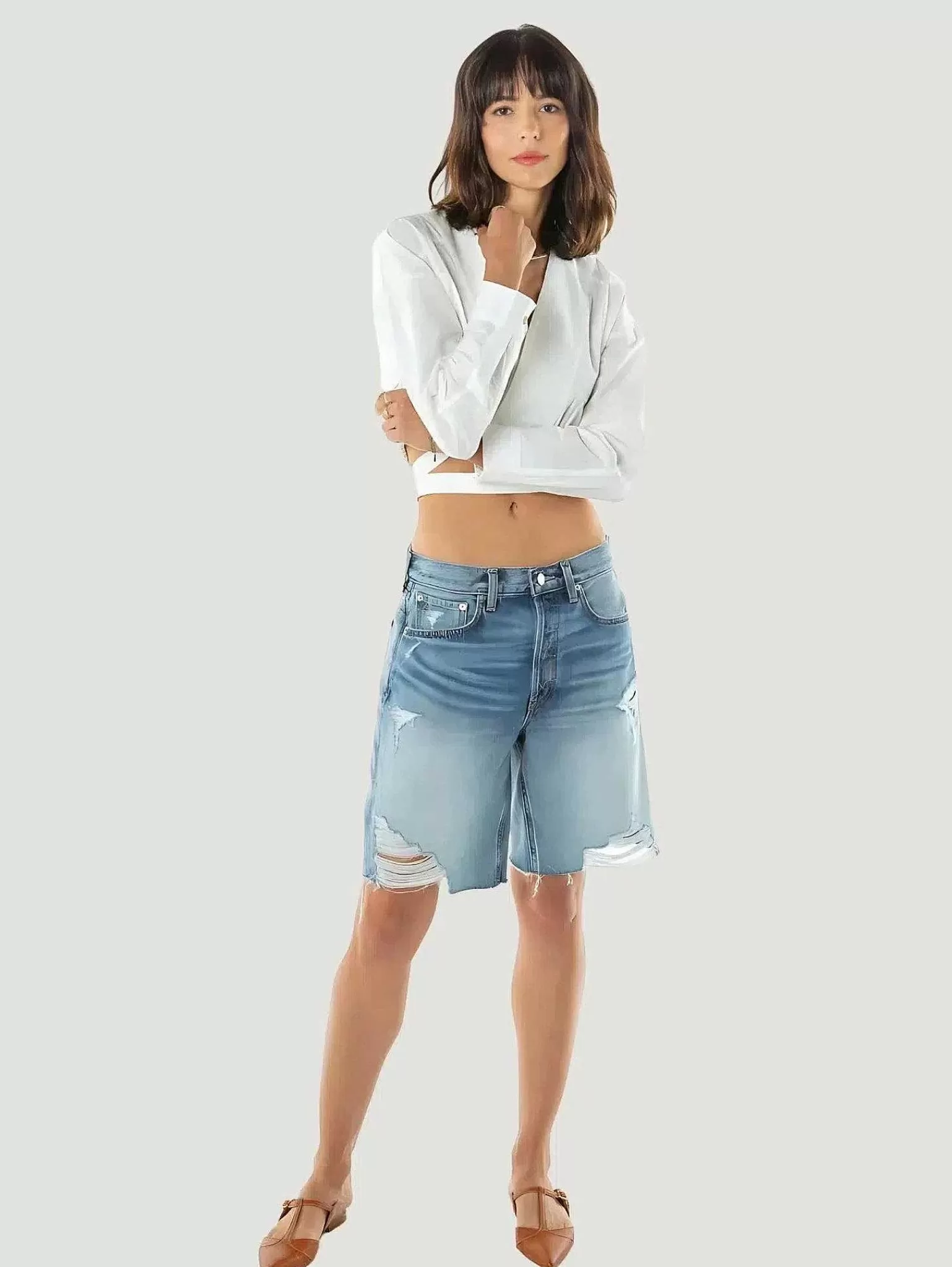 Cheap Etica Denim Narin Relaxed Long Short Women Shorts