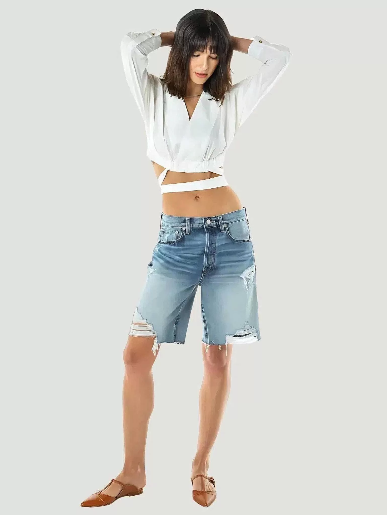 Cheap Etica Denim Narin Relaxed Long Short Women Shorts