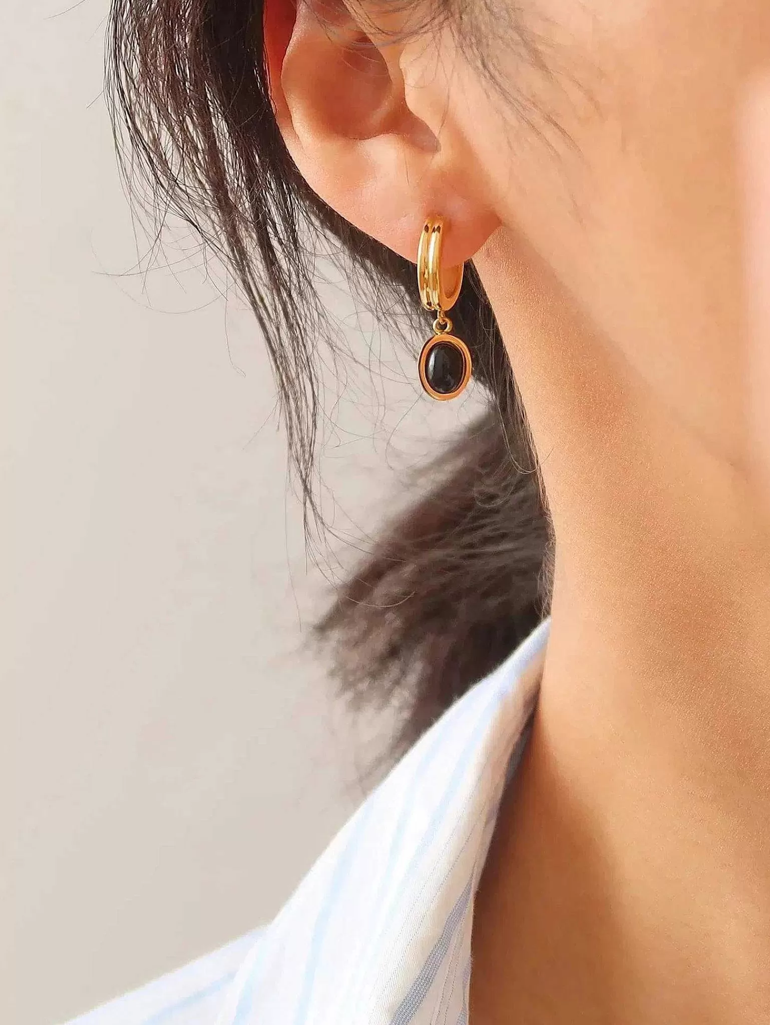 Sale Black Onyx Gemstone Drop Earrings Women Jewelry