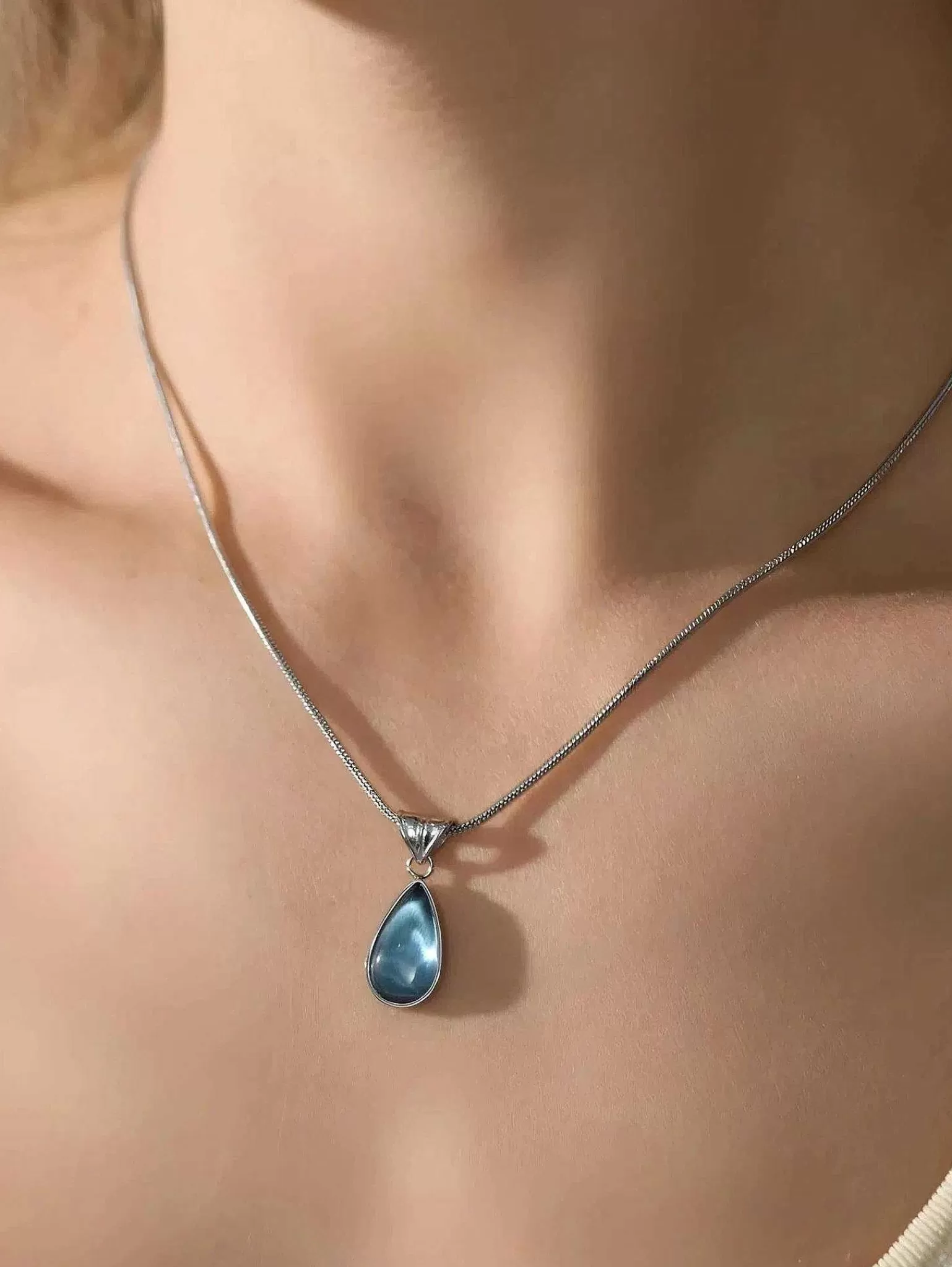 Discount Sterling Silver Teardrop Necklace Women Jewelry