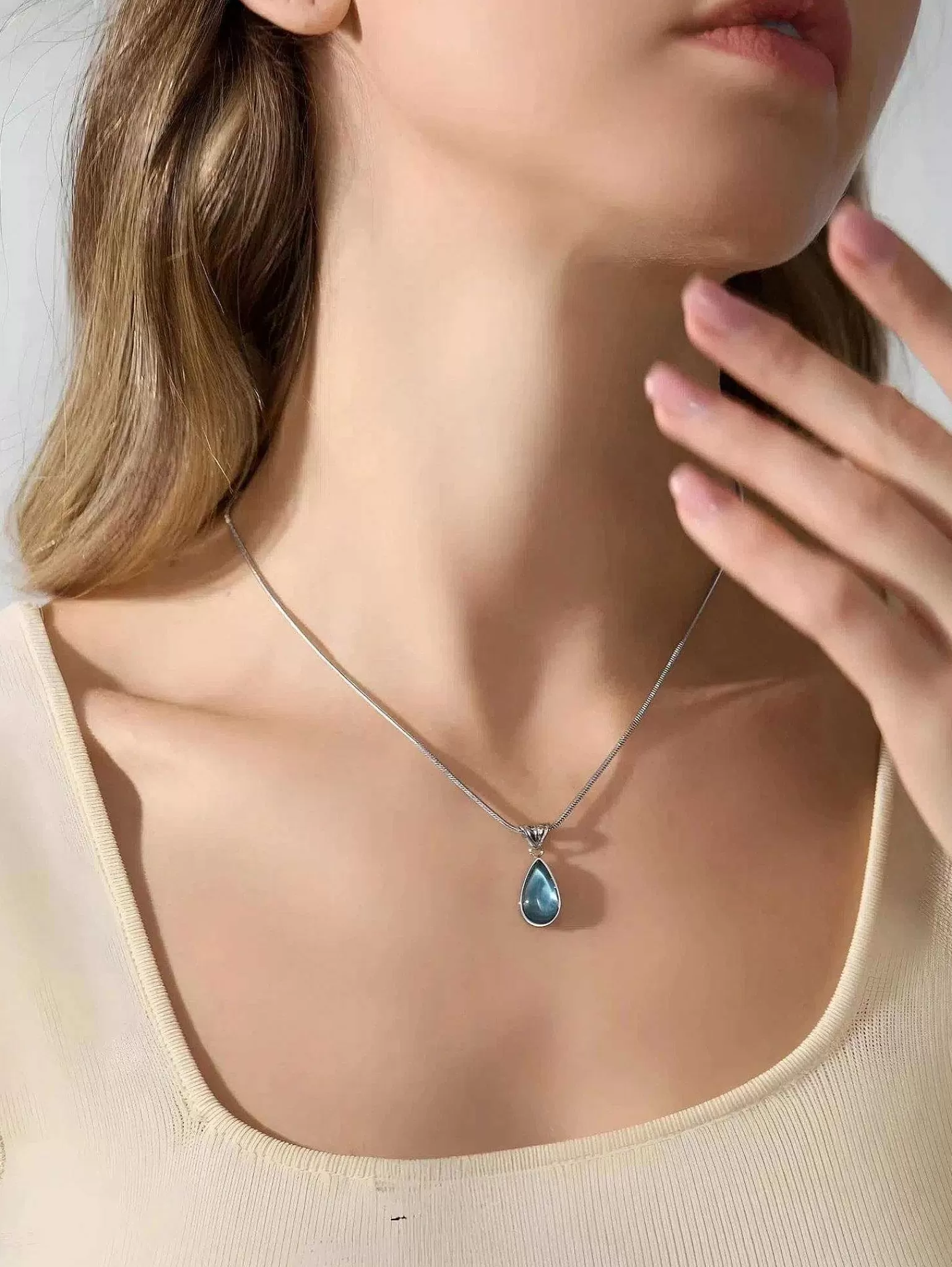 Discount Sterling Silver Teardrop Necklace Women Jewelry