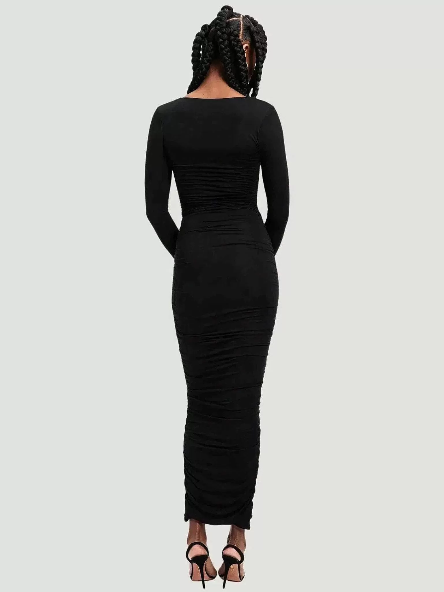 Cheap Ruched Squareneck Maxi Dress Women Plus Size