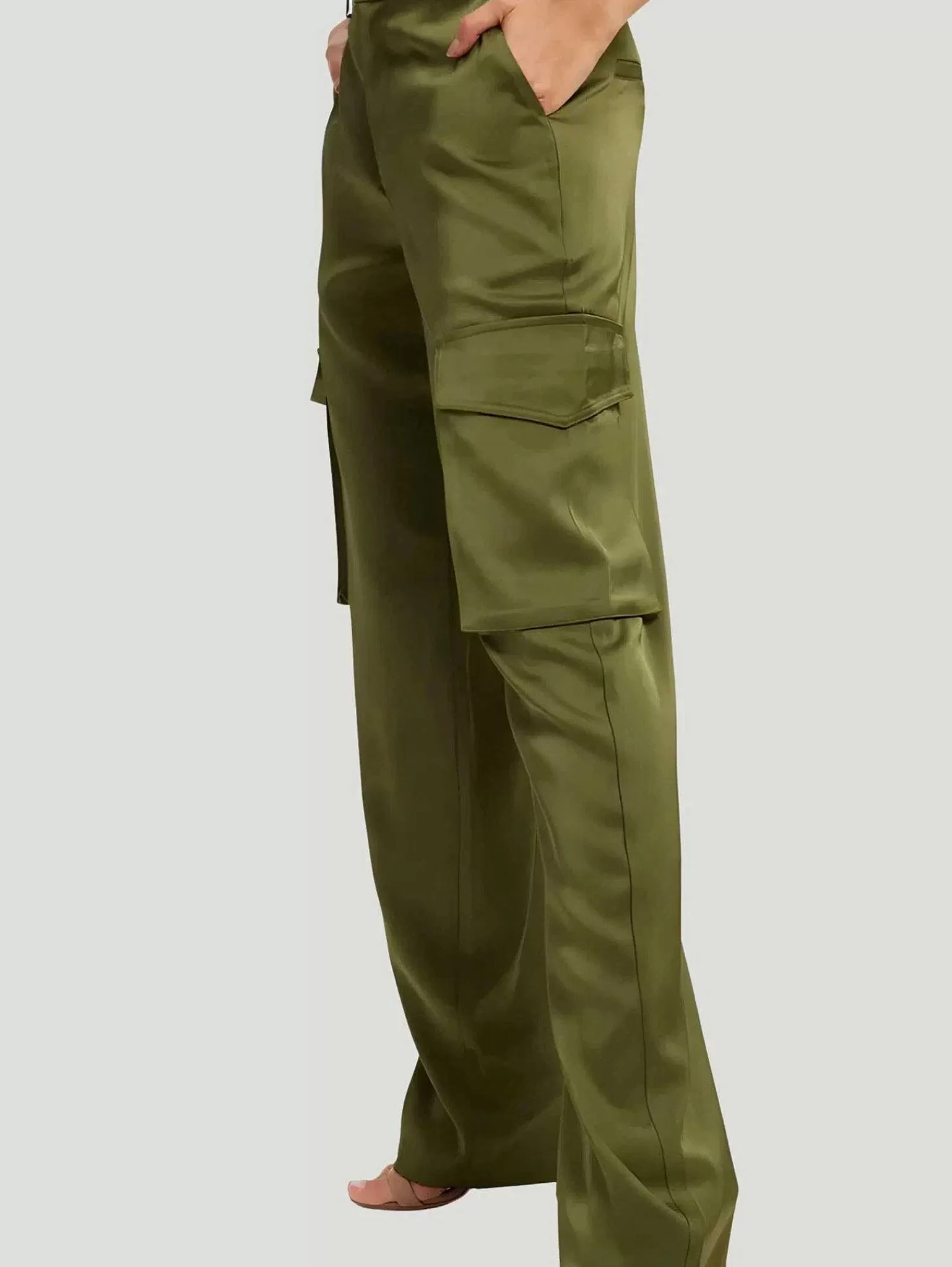 Fashion Washed Satin Cargo Pants Women Pants