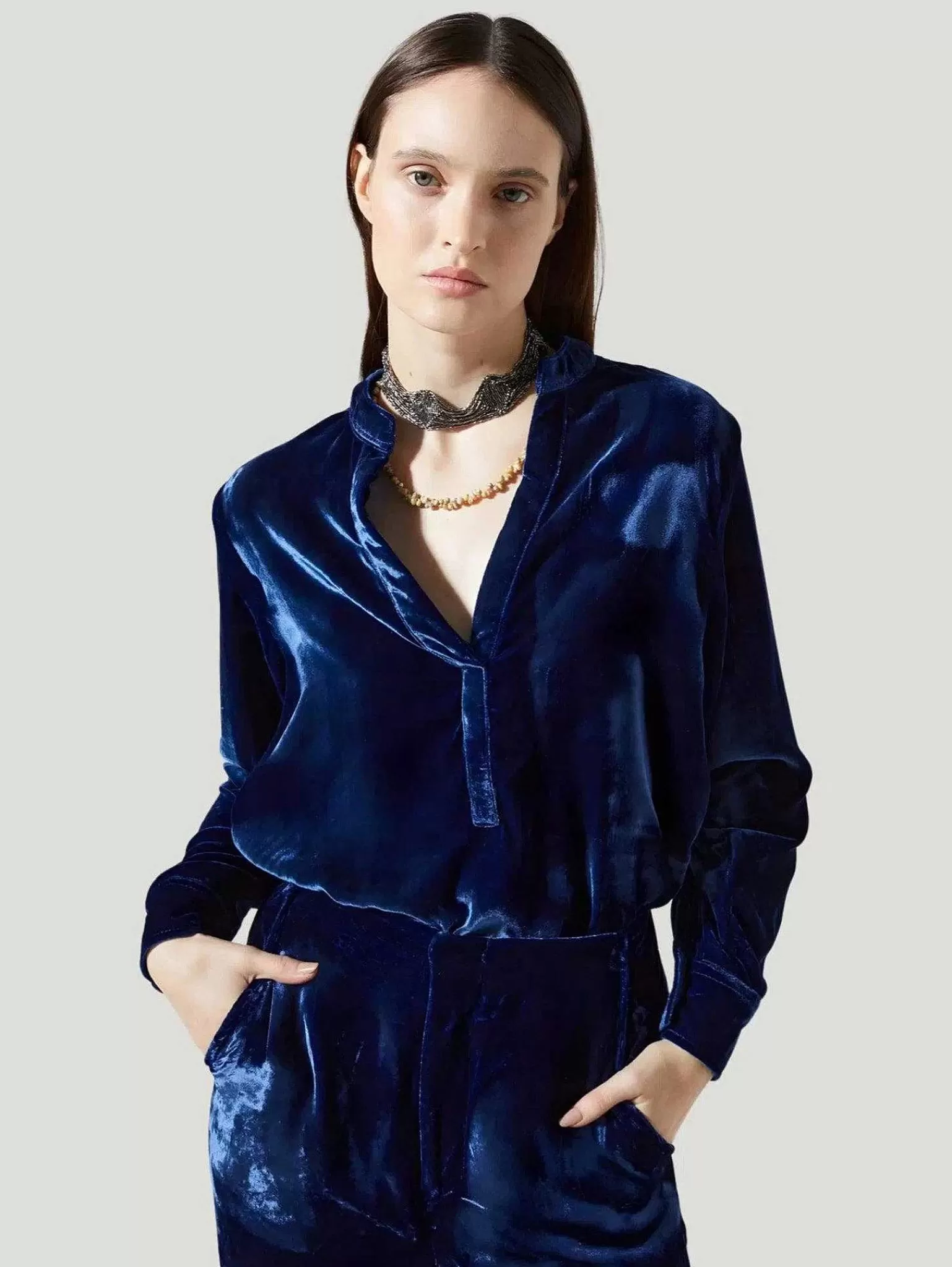 Cheap Nikka Velvet Shirt Women Blouses