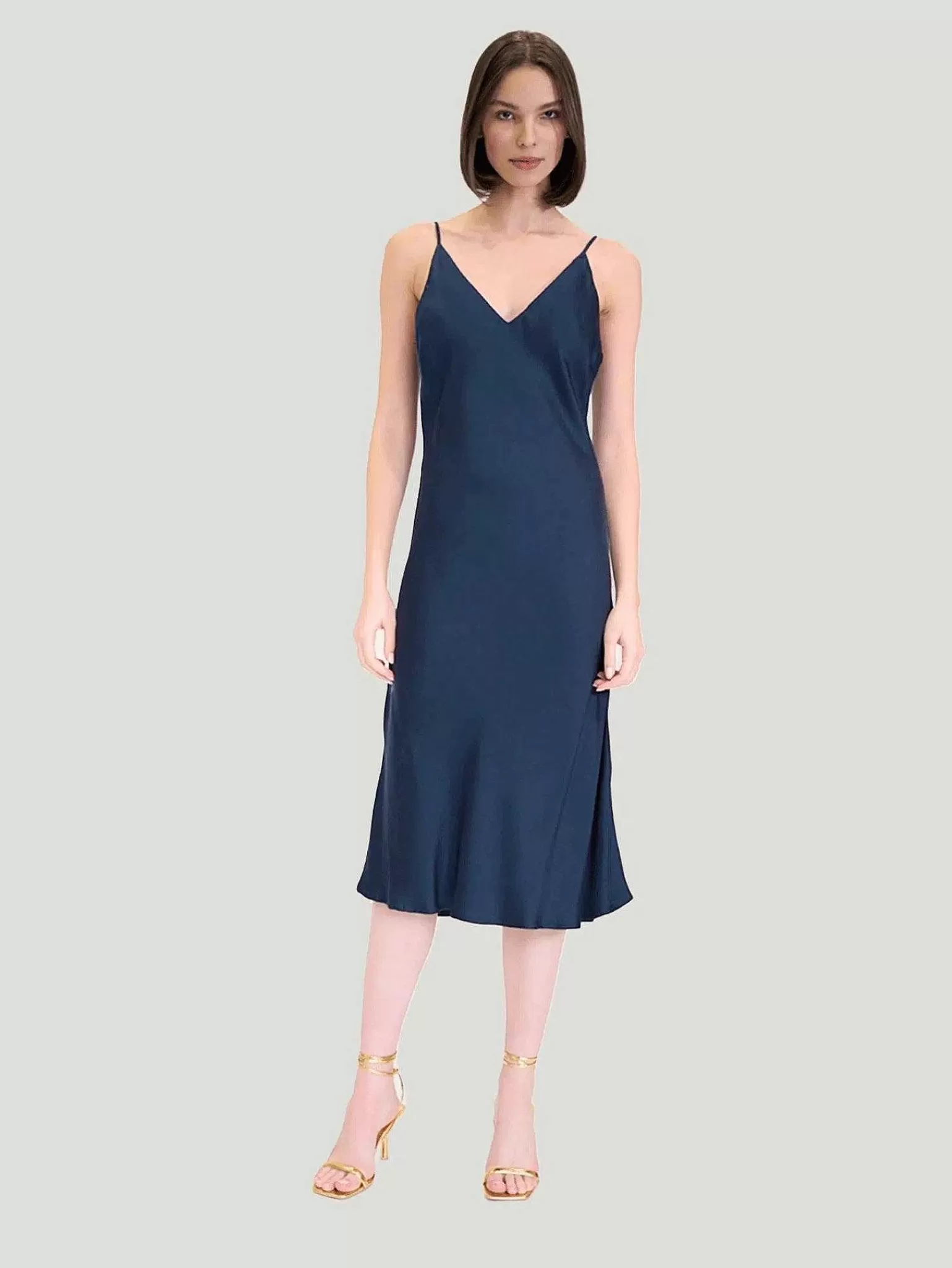 Clearance Bias Cut Slip Dress Women Midi