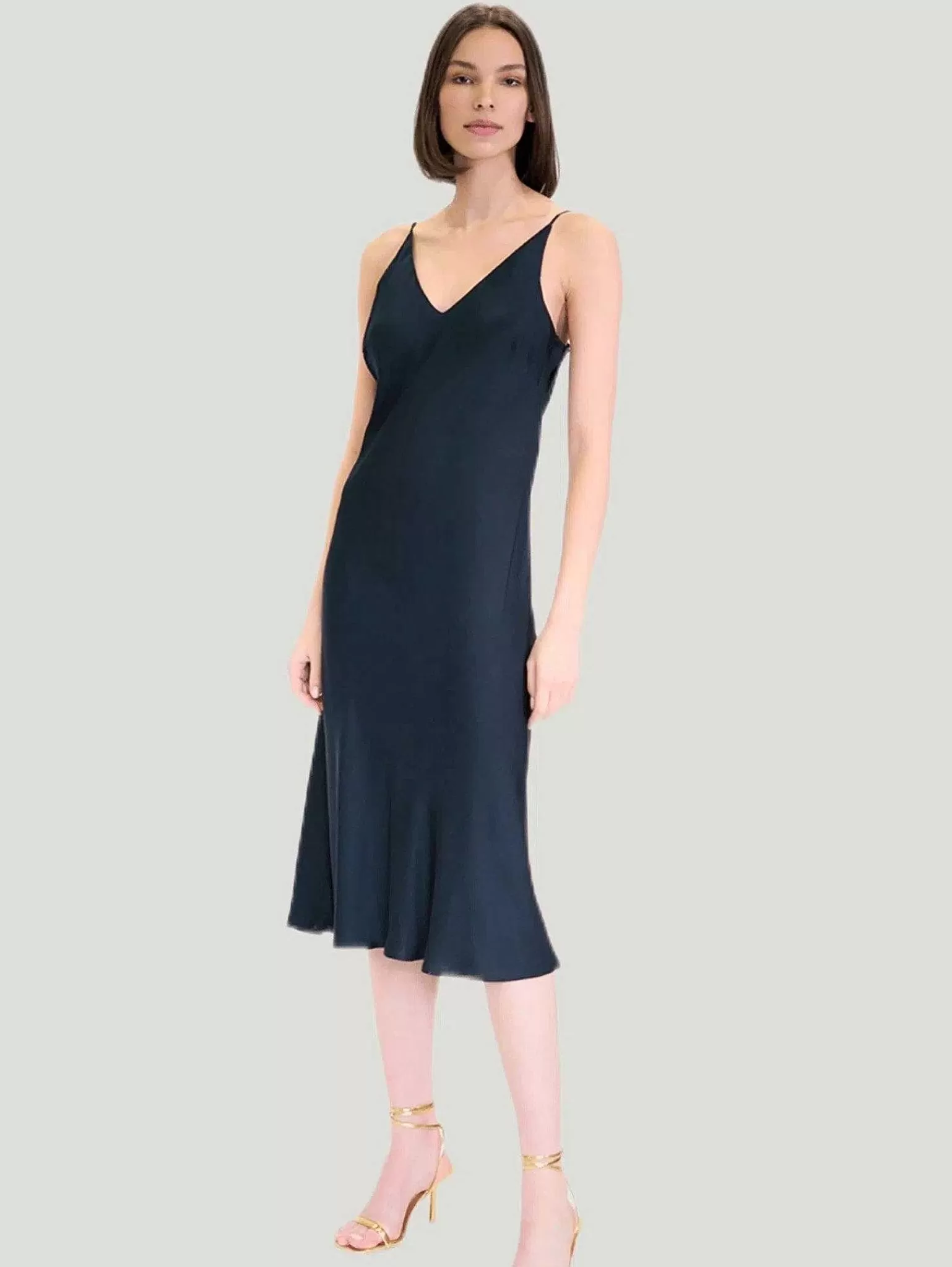 Clearance Bias Cut Slip Dress Women Midi