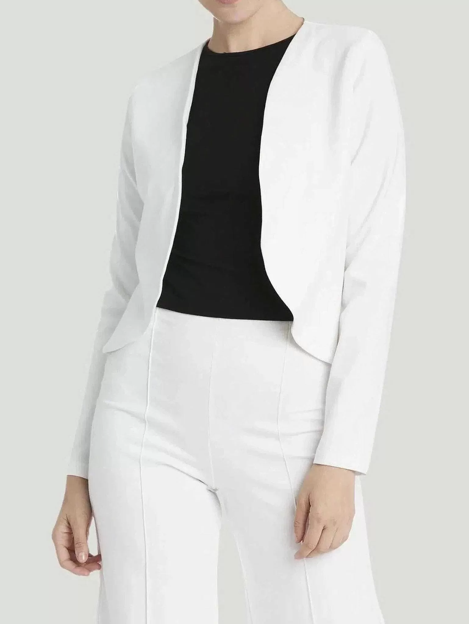 Hot Ponte Knit Cropped Blazer Women Jackets