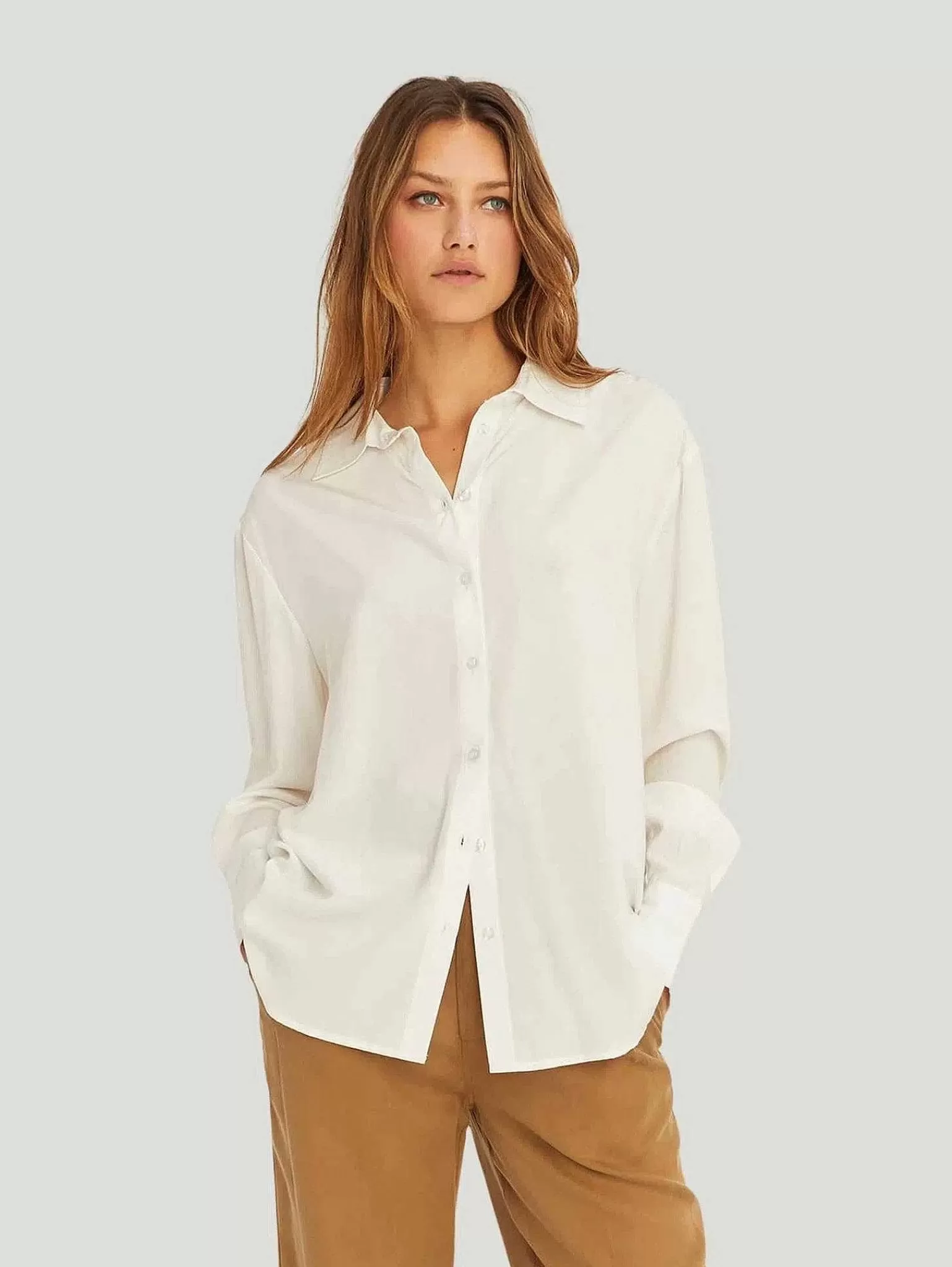 Sale Sianna Open Back Tencel Shirt Women Blouses