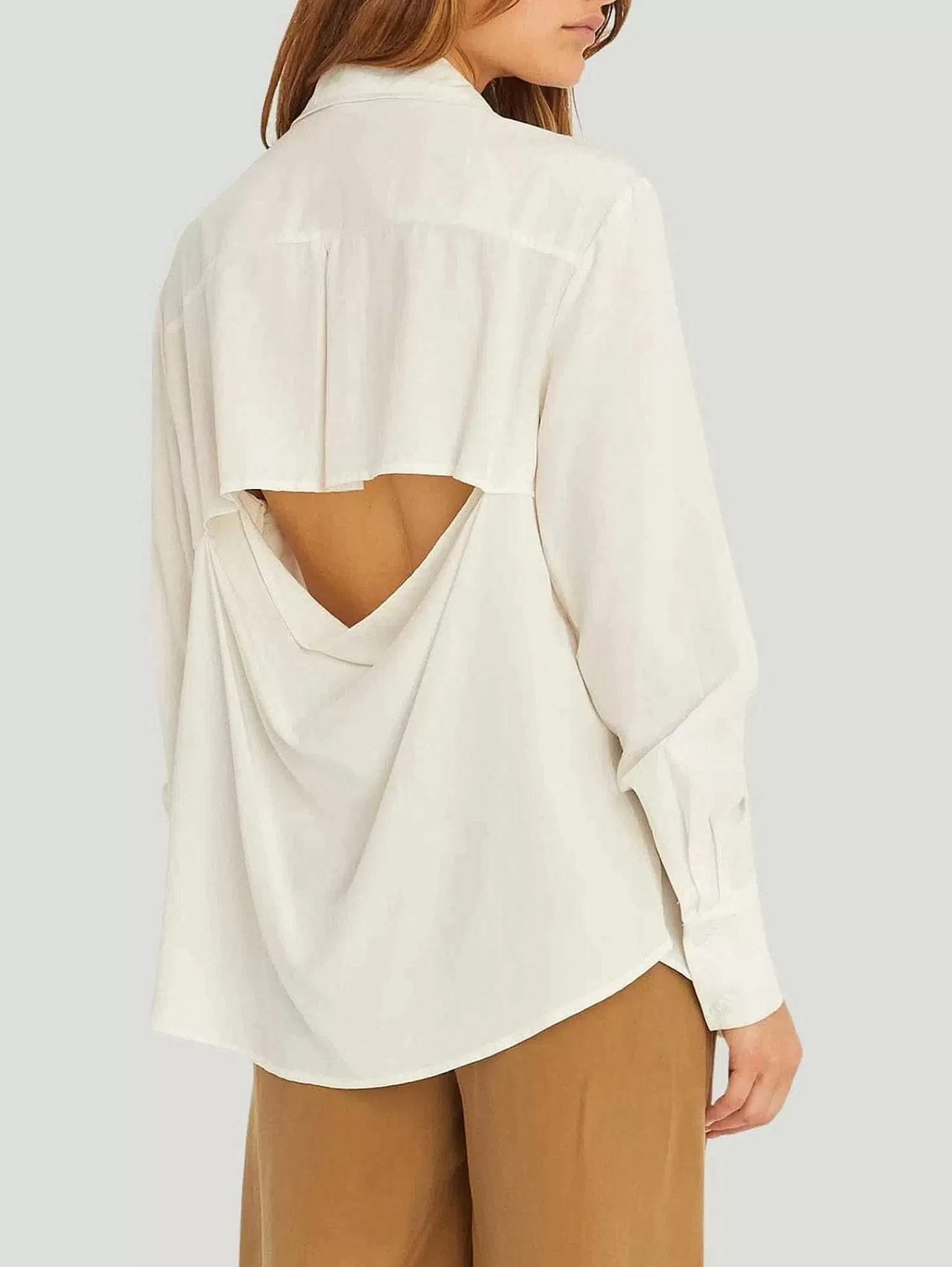 Sale Sianna Open Back Tencel Shirt Women Blouses