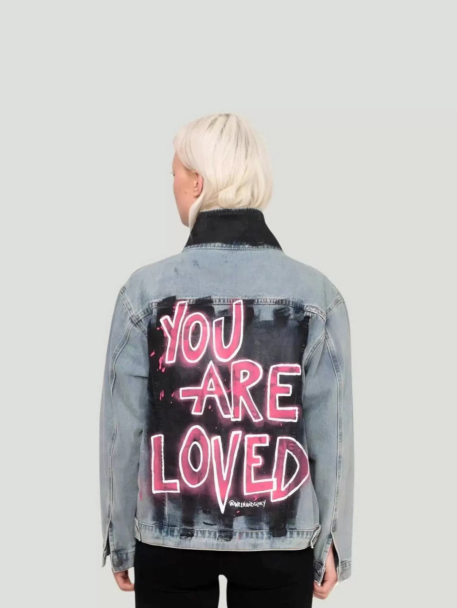 Shop '4Eva Loved' Hand Painted Denim Jacket Women Jackets